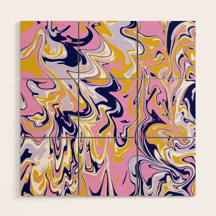 pink, navy & gold marble Wood Wall Art Gallery Image 1