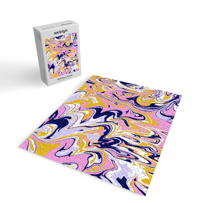 pink, navy & gold marble Jigsaw Puzzle Gallery Image 2