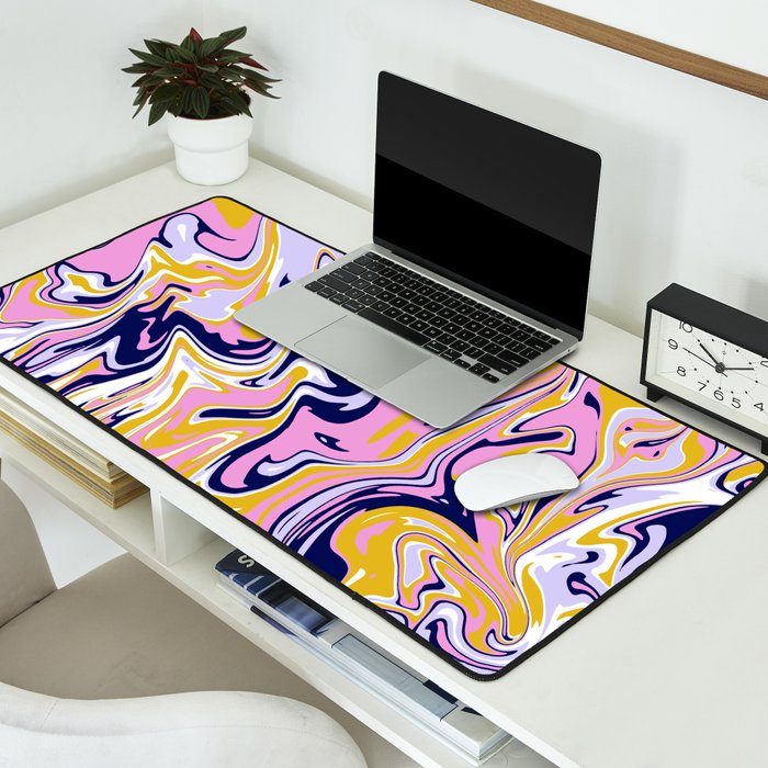pink, navy & gold marble Desk Mat Gallery Image 2