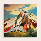 Pack of wolves high in the mountains Wood Wall Art Gallery Image 1