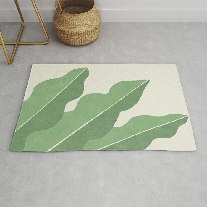 Color Block Abstract Leaf - Green Rug Gallery Image 1