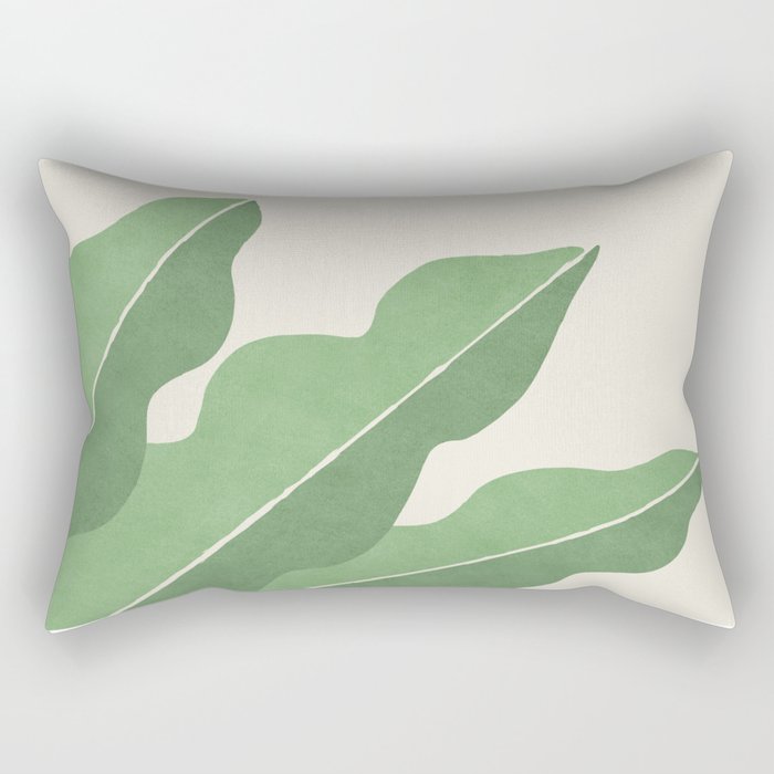 Color Block Abstract Leaf - Green Rectangular Pillow Gallery Image 2
