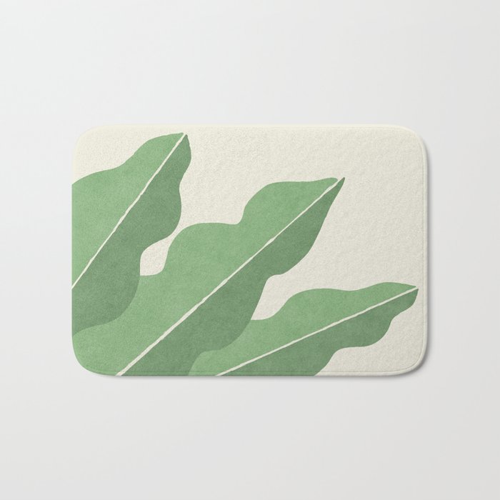 Color Block Abstract Leaf - Green Bath Mat Gallery Image 1