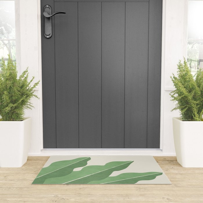 Color Block Abstract Leaf - Green Welcome Mat Gallery Image 3