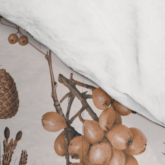 Autumn Mood Vintage Botanical Pattern Brown Comforter Gallery Image 4
