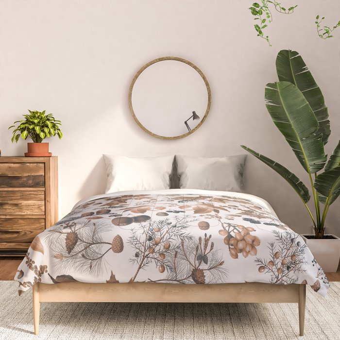 Autumn Mood Vintage Botanical Pattern Brown Comforter Gallery Image 3