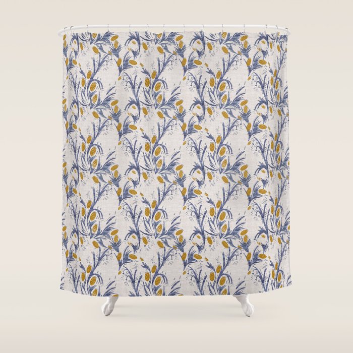 FRENCH LINEN THISTLE Shower Curtain Gallery Image 1
