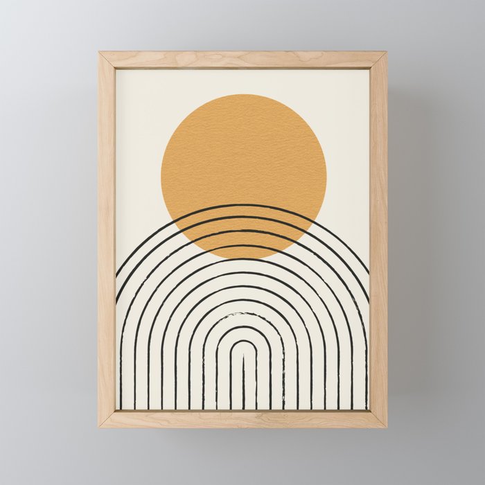 Gold Sun rainbow mid-century full Mini Art Print Gallery Image 1