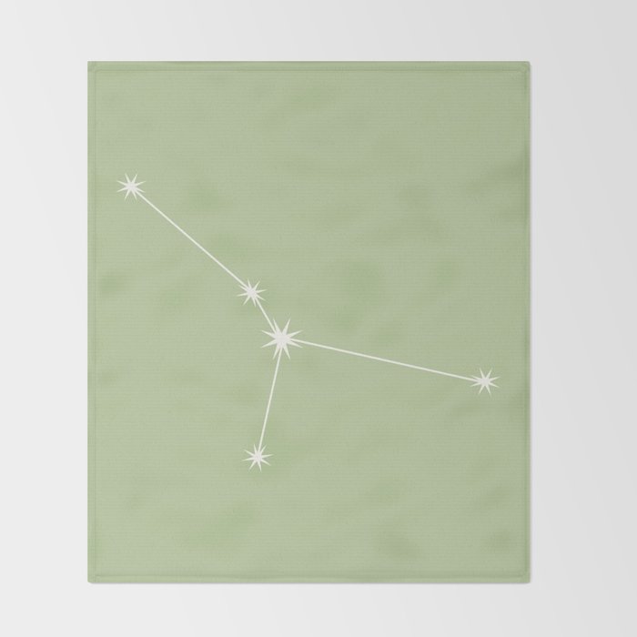 Cancer Zodiac Star Constellation Line Art Soft Green Throw Blanket Gallery Image 2