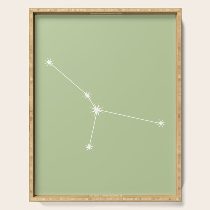 Cancer Zodiac Star Constellation Line Art Soft Green Serving Tray Gallery Image 1
