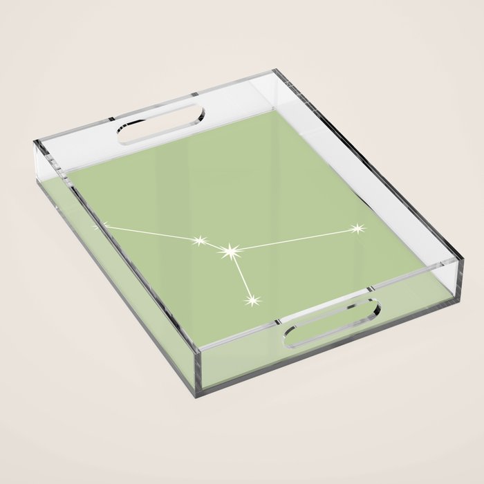 Cancer Zodiac Star Constellation Line Art Soft Green Acrylic Tray Gallery Image 1