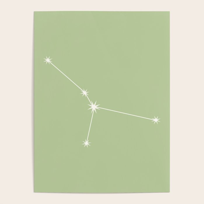 Cancer Zodiac Star Constellation Line Art Soft Green Poster Gallery Image 1