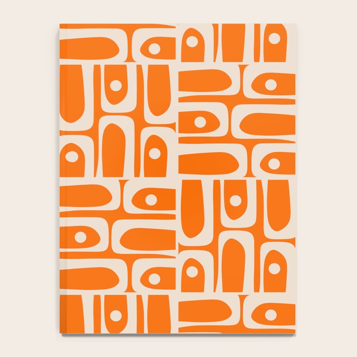 Mid Century Modern Piquet Abstract Multi Pattern Orange and Beige Notebook Gallery Image 4