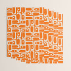 Mid Century Modern Piquet Abstract Multi Pattern Orange and Beige Wrapping Paper Gallery Image 3