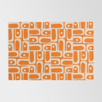 Mid Century Modern Piquet Abstract Multi Pattern Orange and Beige Rug Gallery Image 2