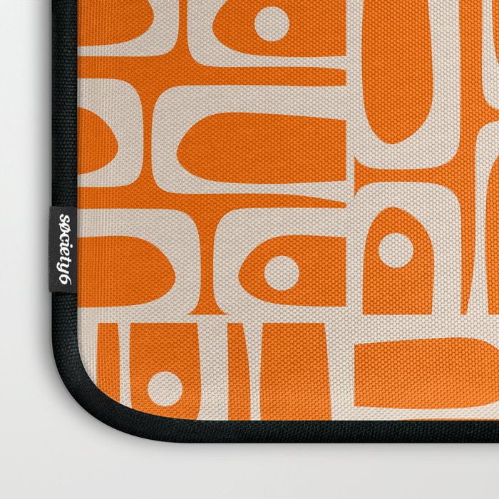 Mid Century Modern Piquet Abstract Multi Pattern Orange and Beige Laptop Sleeve Gallery Image 3