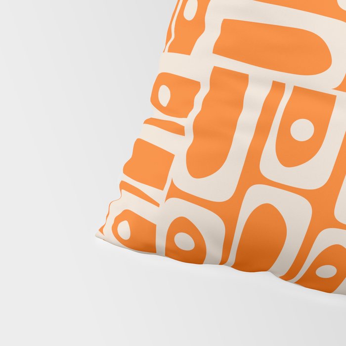 Mid Century Modern Piquet Abstract Multi Pattern Orange and Beige Pillow Sham Gallery Image 4