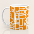 Mid Century Modern Piquet Abstract Multi Pattern Orange and Beige Coffee Mug Gallery Image 3