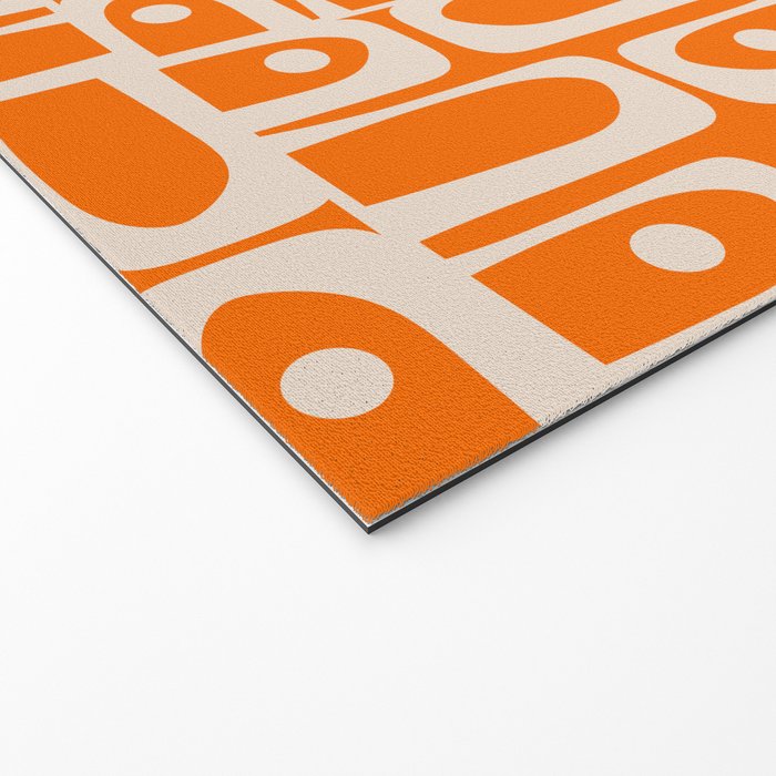 Mid Century Modern Piquet Abstract Multi Pattern Orange and Beige Welcome Mat Gallery Image 2