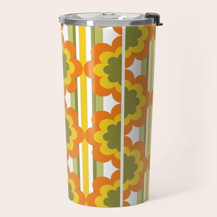 '70's Summer' Orange Yellow Green Travel Mug Gallery Image 2