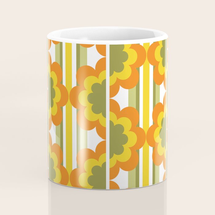 '70's Summer' Orange Yellow Green Coffee Mug Gallery Image 4