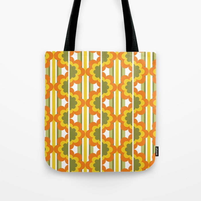 '70's Summer' Orange Yellow Green Tote Bag Gallery Image 1