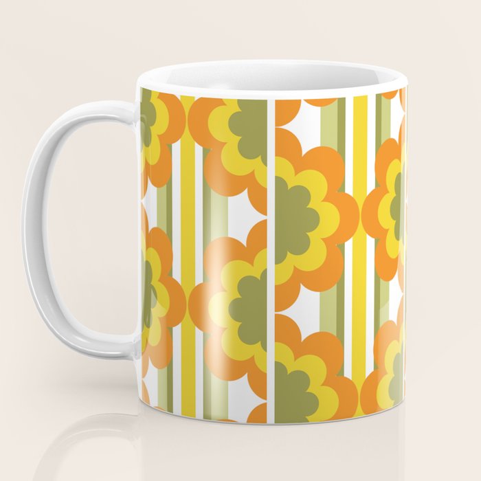 '70's Summer' Orange Yellow Green Coffee Mug Gallery Image 3