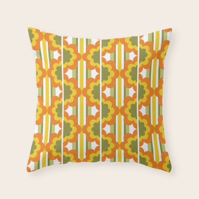 '70's Summer' Orange Yellow Green Throw Pillow Gallery Image 6