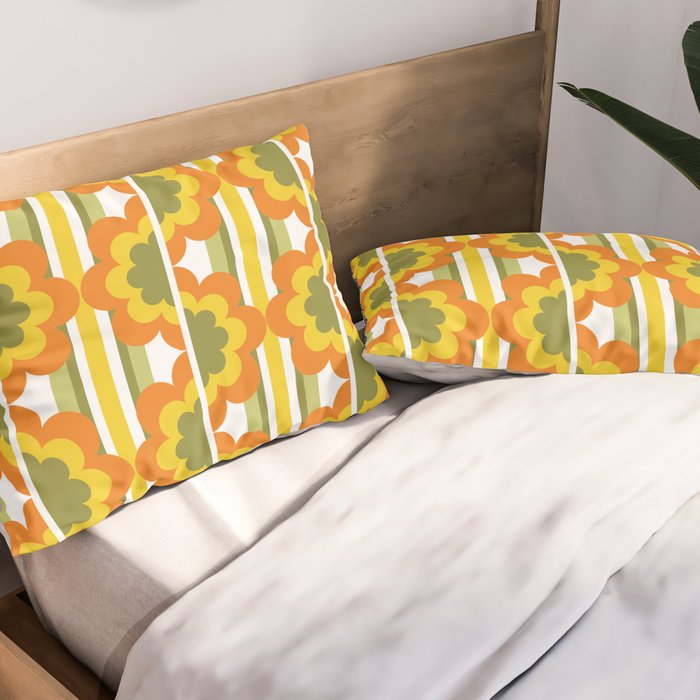 '70's Summer' Orange Yellow Green Pillow Sham Gallery Image 2