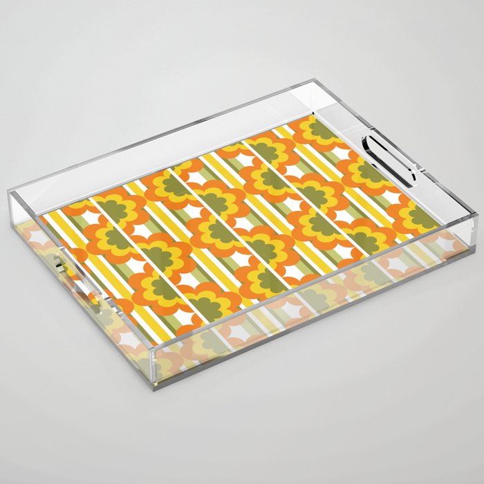'70's Summer' Orange Yellow Green Acrylic Tray Gallery Image 1
