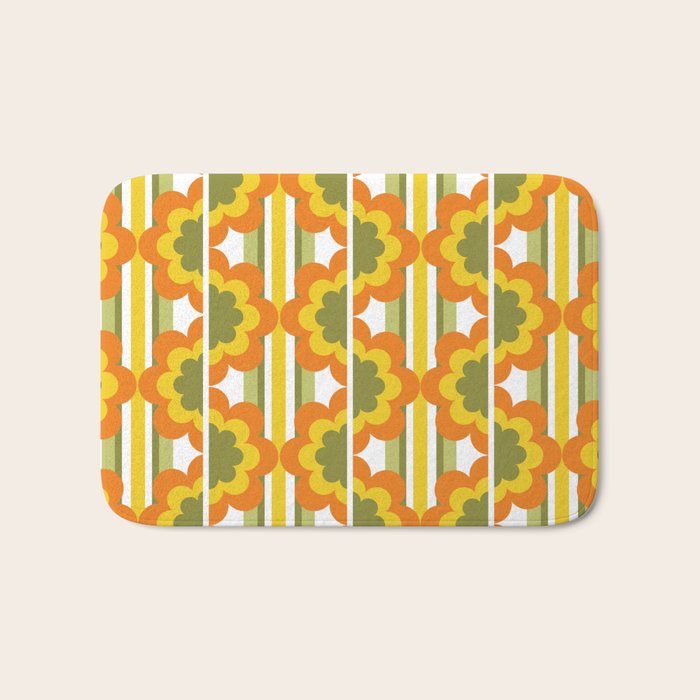 '70's Summer' Orange Yellow Green Bath Mat Gallery Image 1
