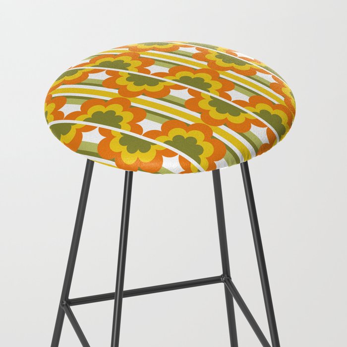 '70's Summer' Orange Yellow Green Stool Gallery Image 2