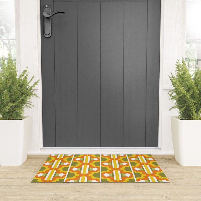 '70's Summer' Orange Yellow Green Welcome Mat Gallery Image 3