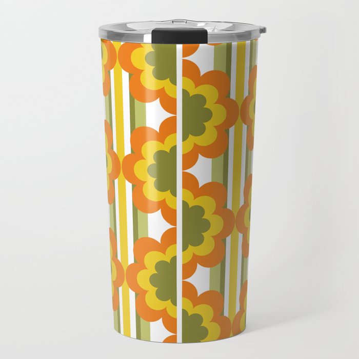 '70's Summer' Orange Yellow Green Travel Mug Gallery Image 1