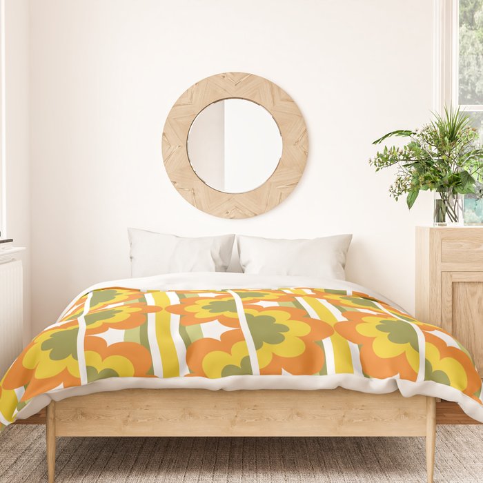 '70's Summer' Orange Yellow Green Duvet Cover Gallery Image 3