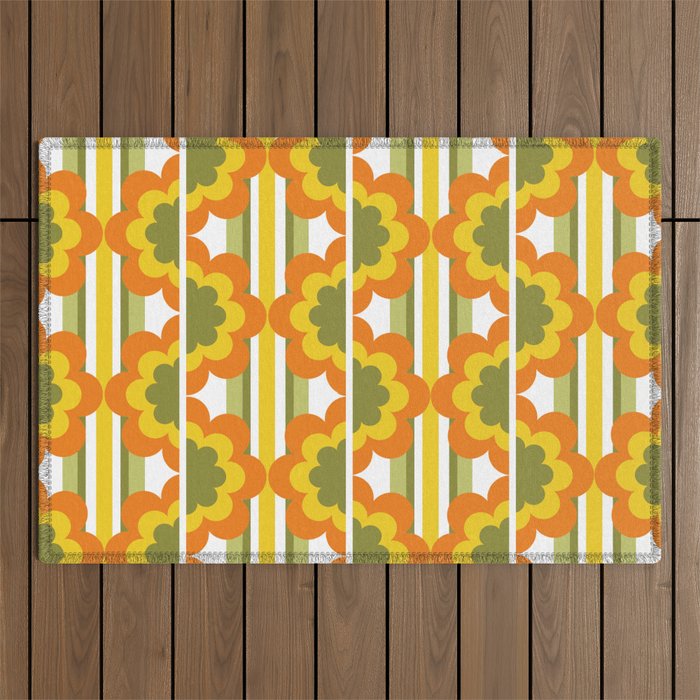 '70's Summer' Orange Yellow Green Outdoor Rug Gallery Image 1