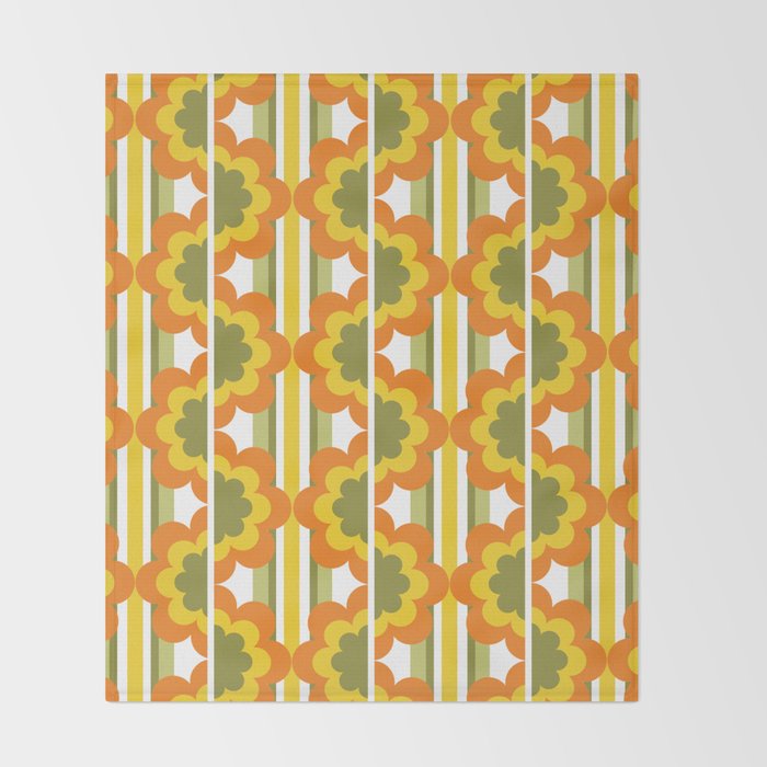 '70's Summer' Orange Yellow Green Throw Blanket Gallery Image 2