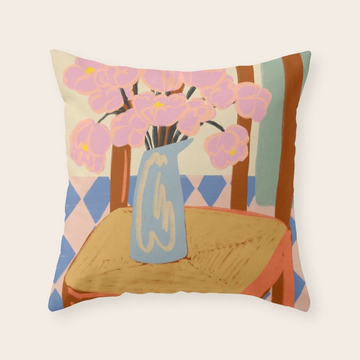 FLOWERS ON A CHAIR Throw Pillow Gallery Image 6