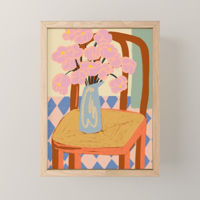 FLOWERS ON A CHAIR Mini Art Print Gallery Image 1