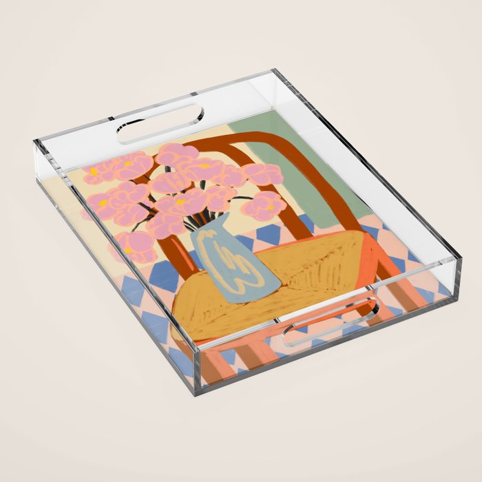 FLOWERS ON A CHAIR Acrylic Tray Gallery Image 1