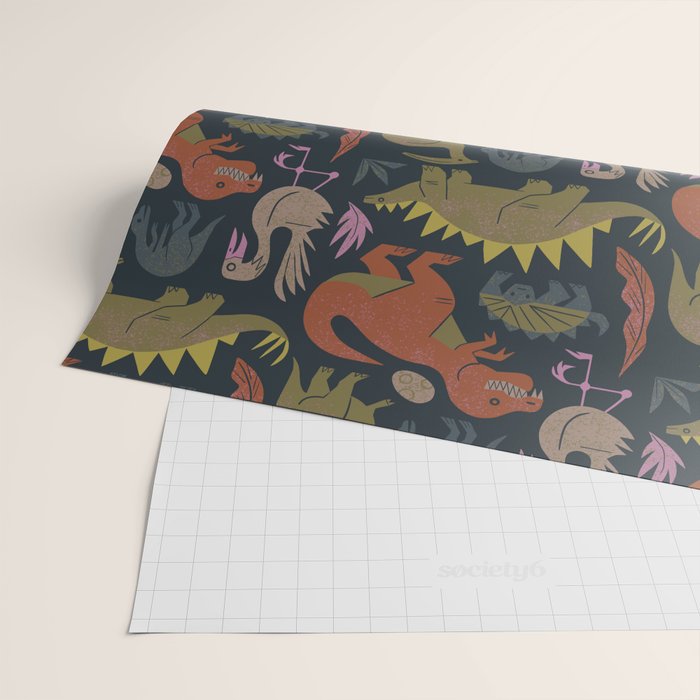 Jurassic Friends (Dark) Wrapping Paper Gallery Image 2
