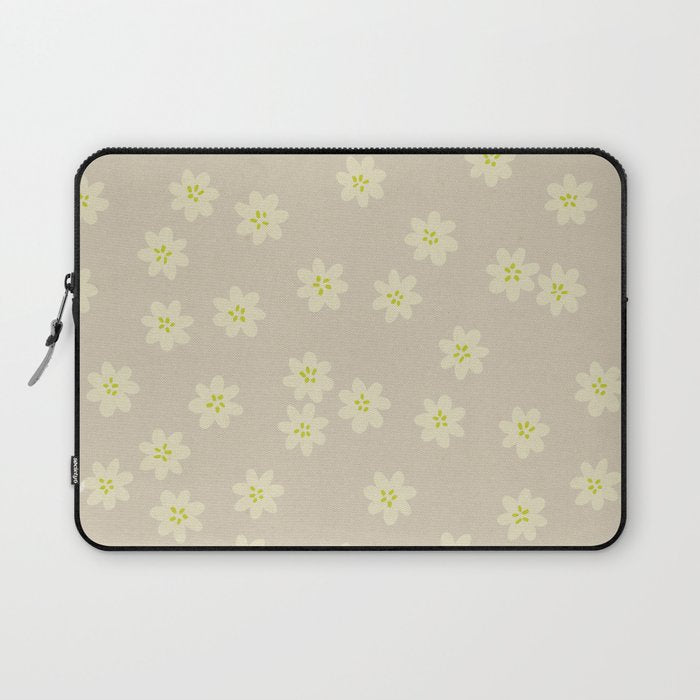 Tiny Flowers / Beige & Lime Laptop Sleeve Gallery Image 1