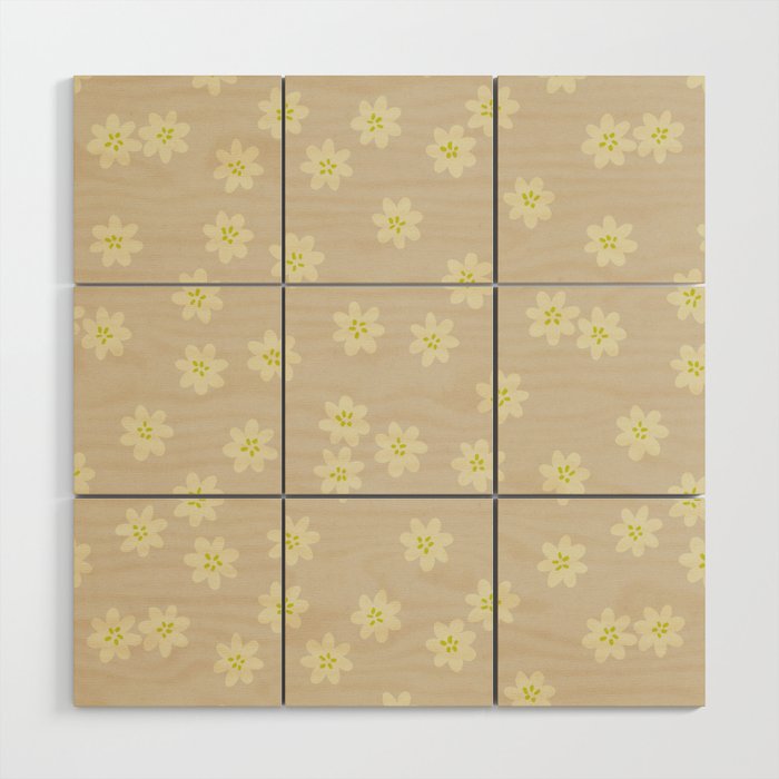 Tiny Flowers / Beige & Lime Wood Wall Art Gallery Image 1