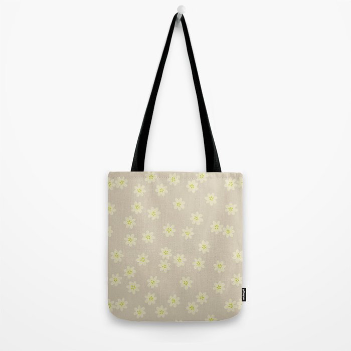 Tiny Flowers / Beige & Lime Tote Bag Gallery Image 2