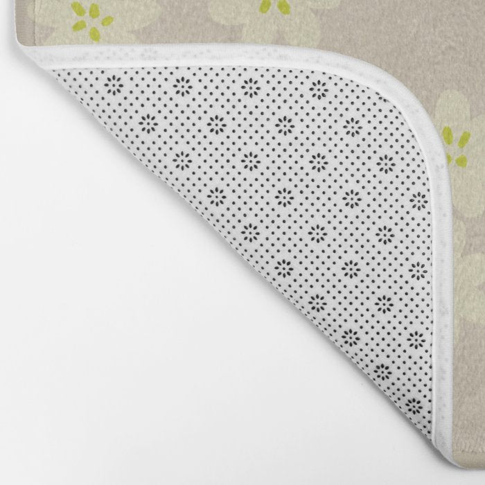 Tiny Flowers / Beige & Lime Bath Mat Gallery Image 2