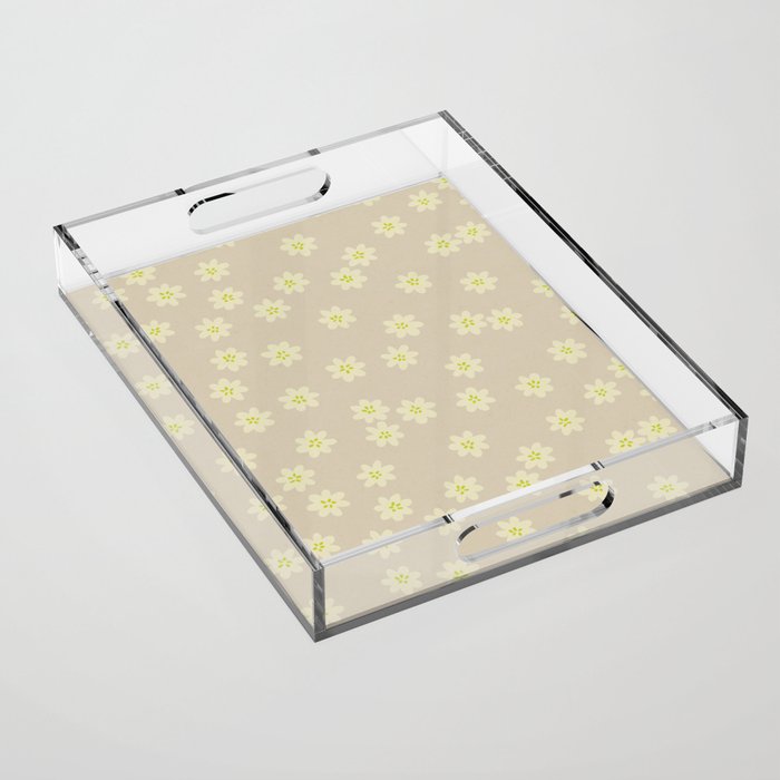 Tiny Flowers / Beige & Lime Acrylic Tray Gallery Image 1