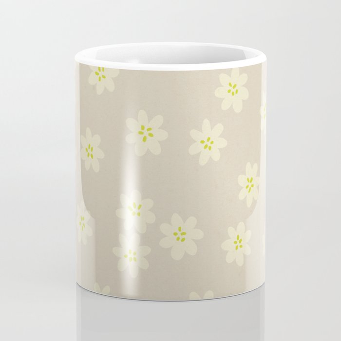 Tiny Flowers / Beige & Lime Coffee Mug Gallery Image 4