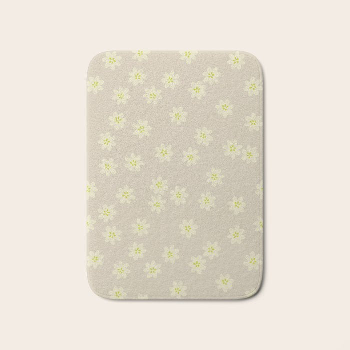 Tiny Flowers / Beige & Lime Bath Mat Gallery Image 1