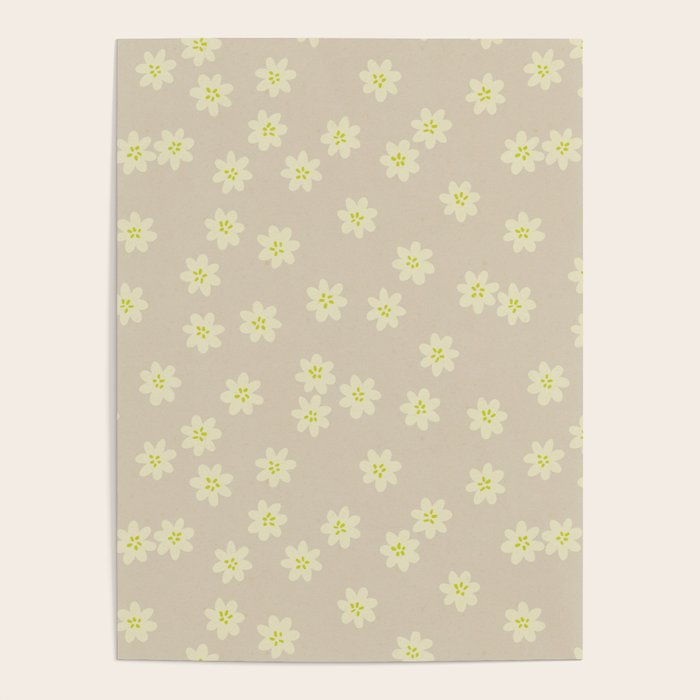 Tiny Flowers / Beige & Lime Poster Gallery Image 1