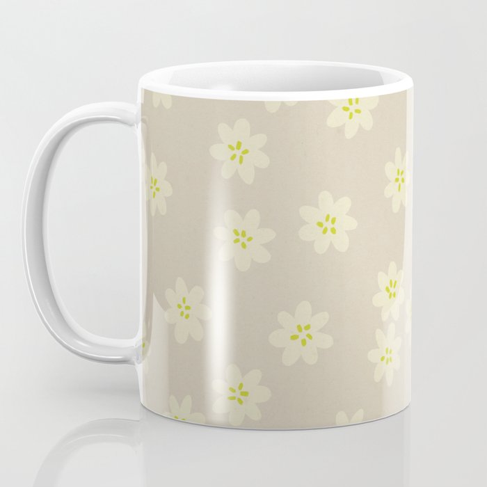 Tiny Flowers / Beige & Lime Coffee Mug Gallery Image 3